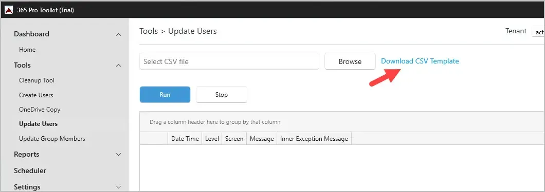 download update user template