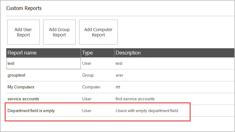 open custom report