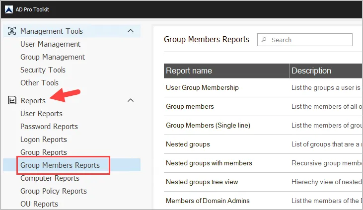 group member report list