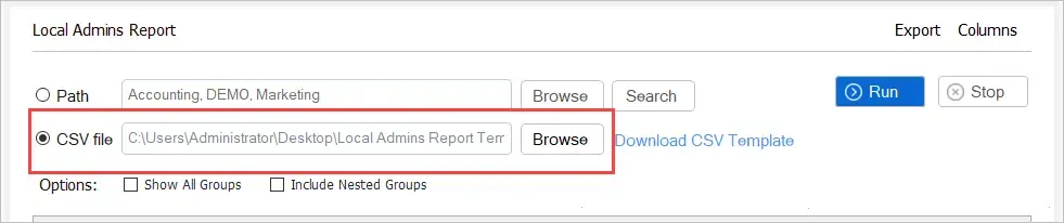 select csv file