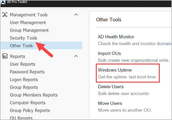 open windows uptime tool