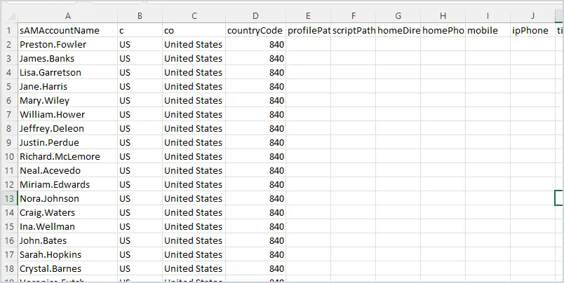 country code excel file