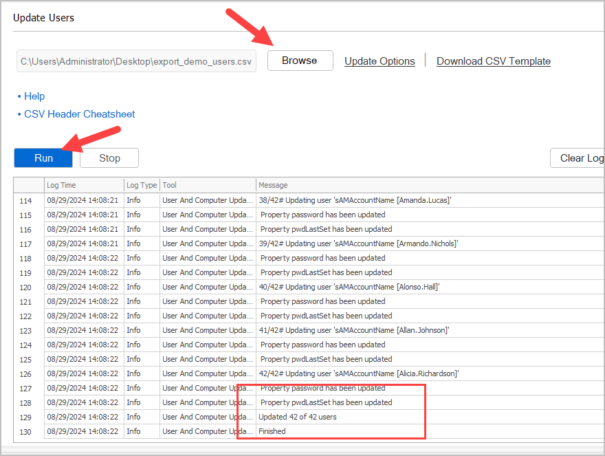 start update process