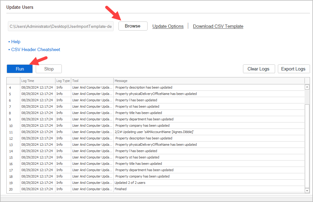 select csv template